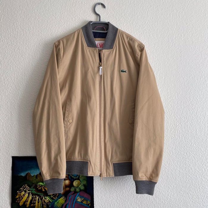 Bomber lacoste bege e cinza