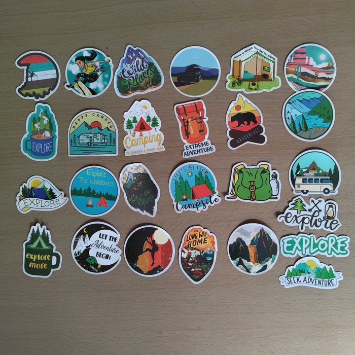 100 Autocolantes Stickers Aventura Campismo Montanha