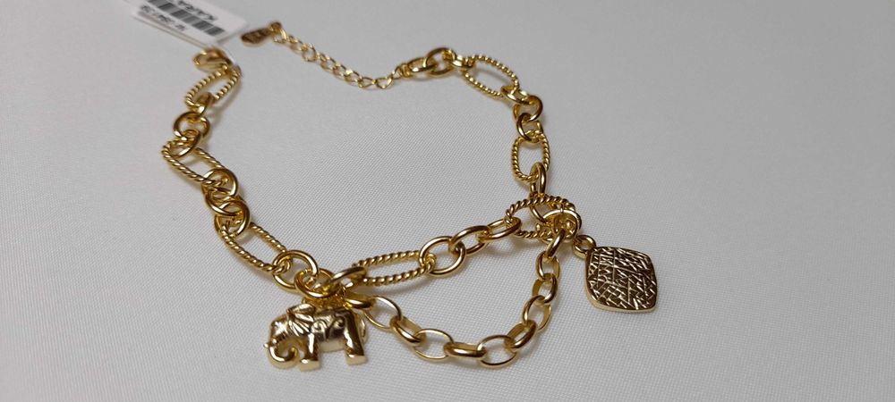 Bransoletka z przywieszkami srebro 925 pozłacane 17-20 cm