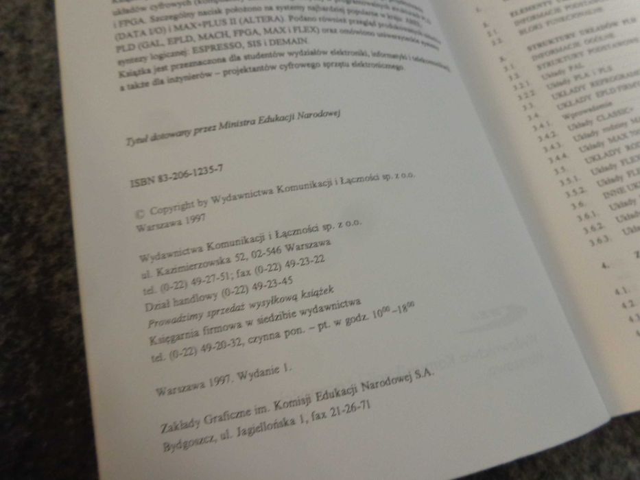 Specjalizowane układy cyfrowe w strukturach PLD i FPGA Tadeusz Łuba