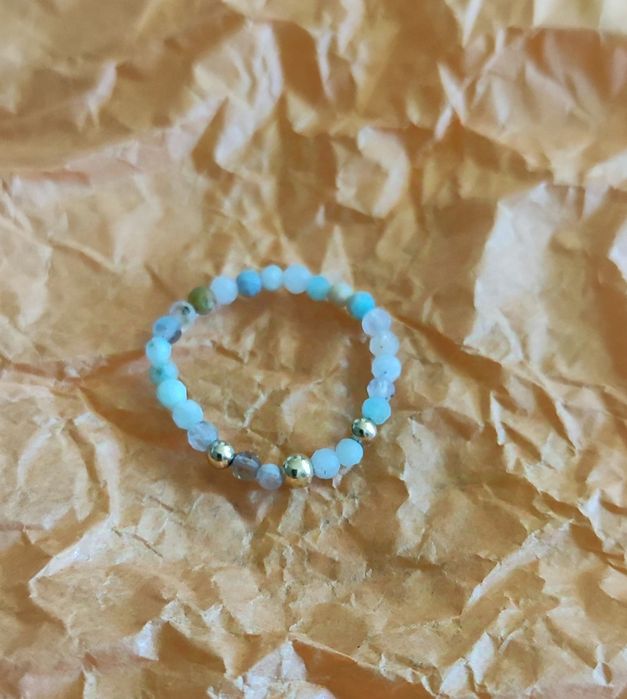 Amazonit pierścionki 2 sztuki Boho