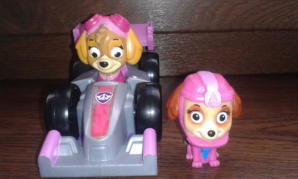 Psi Patrol Skye w samochodzie wyścigowym zabawka figurka poduszka