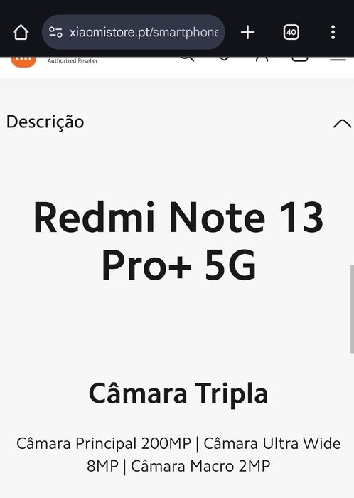 Telemóvel Xiaomi Redmi Note 13 Pro + 5G