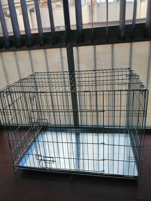 Transportadora metálica cromada 89x60x66cm para animais