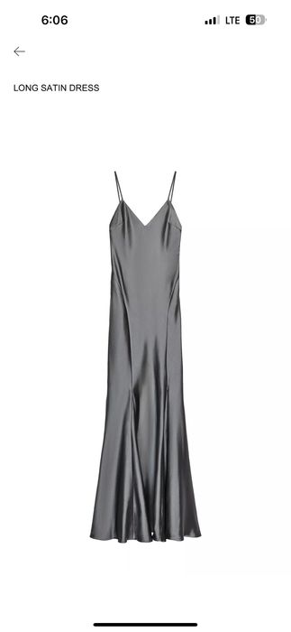 Сатинова сіра довга сукня zara xs
