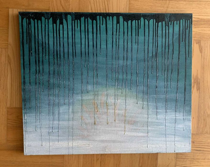 Obraz olej na płótnie 60x50 cm, sygnowany, współczesna abstrakcja