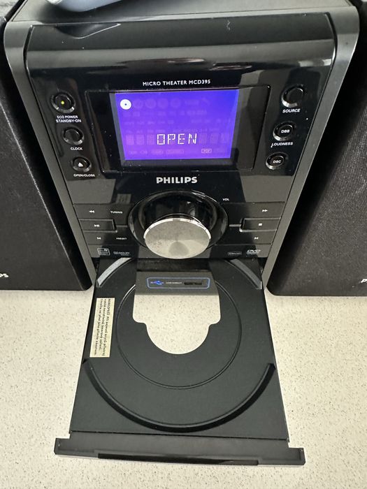 Aparelhagem / Sistema som Philips c/ rádio CD DVD USB comando e manual