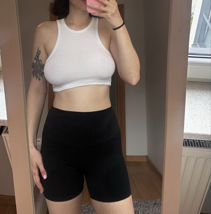 Crop top damski bialy
