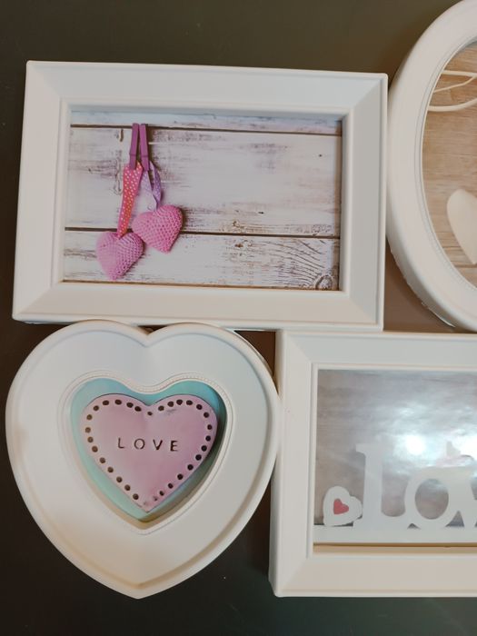Moldura branca love hearts (4 fotos)