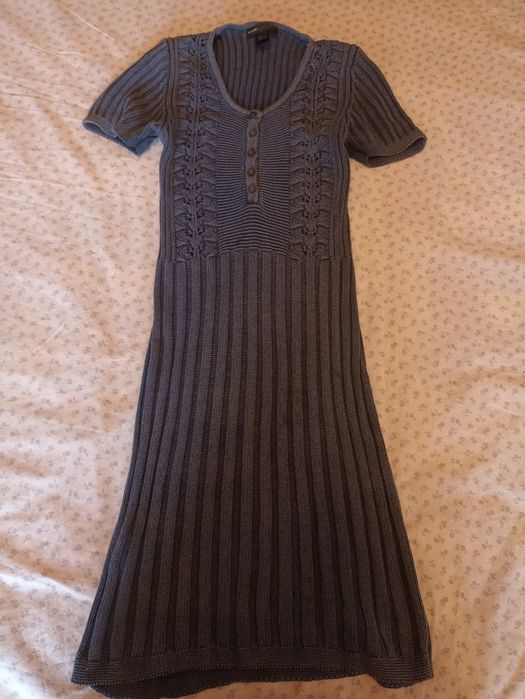 Vestido azul de linha da Mango