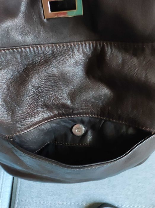 Torba skórzana na ramię w kolorze czekoladowym