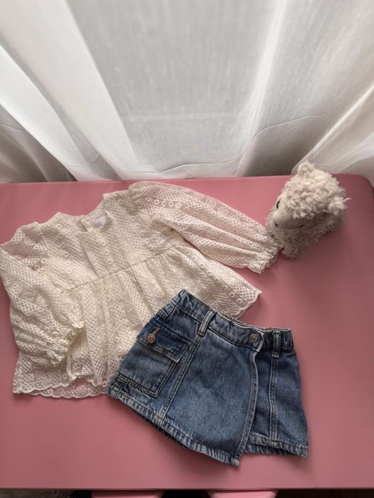 Zara джинсова спідниця шорти і сорочка