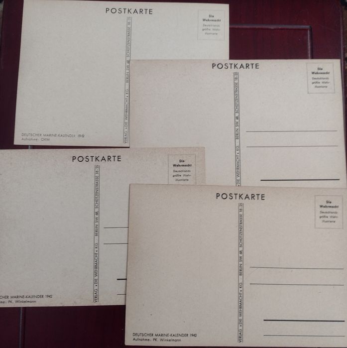 8 pocztówek Deutcher Marine Kalender 1942