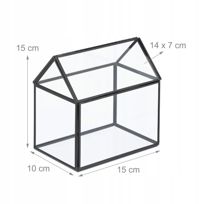 Szklane terrarium domek otwierane