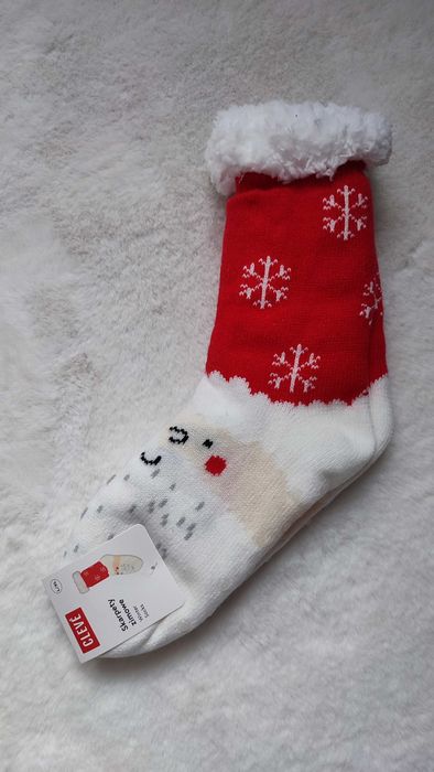 Nowe z metką grube ciepłe skarpetki zimowe świąteczne antypoślizgowe