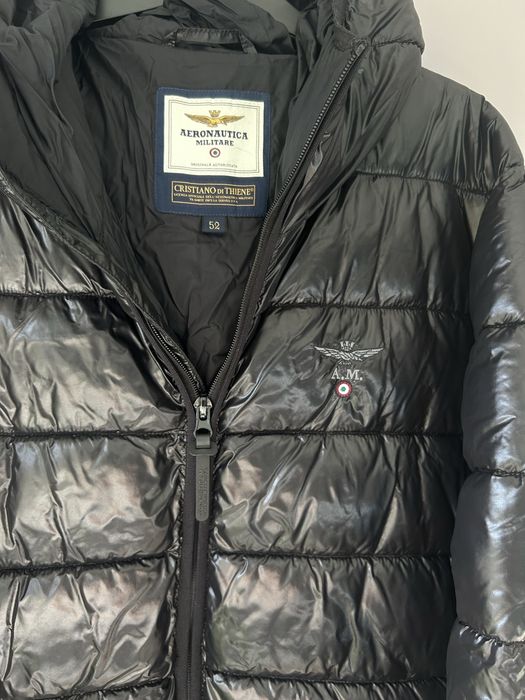 Kurtka meska Aeronautica Militare 52 czarna kurtka zimowa z kapturem
