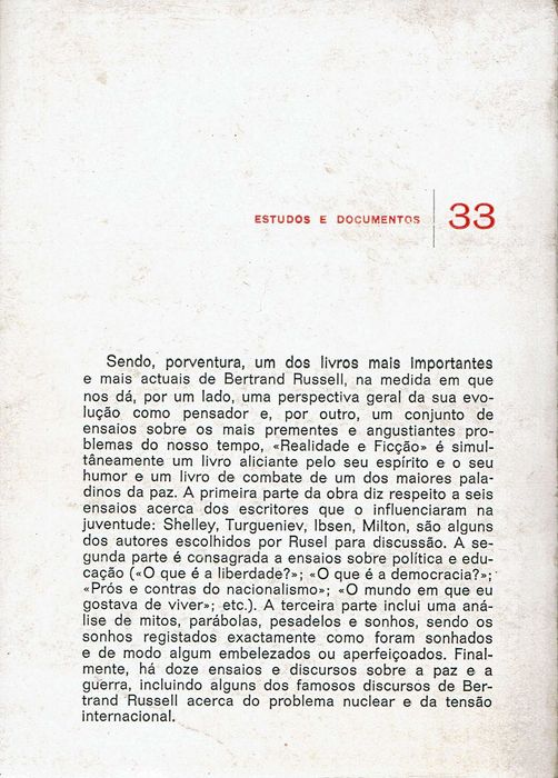 "Realidade e ficção" - Bertrand Russell