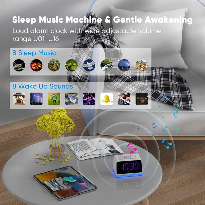 Zegar budzik cyfrowy z radiem AFEXOA portale ładowania SPM276