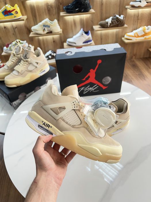 Кросівки Nike Air Jordan 4 x Off-White Sail Beige Logo