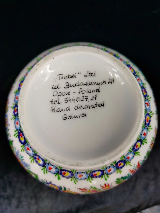 Cepelia Opole ręcznie malowany wazon kwiaty wzór ludowy