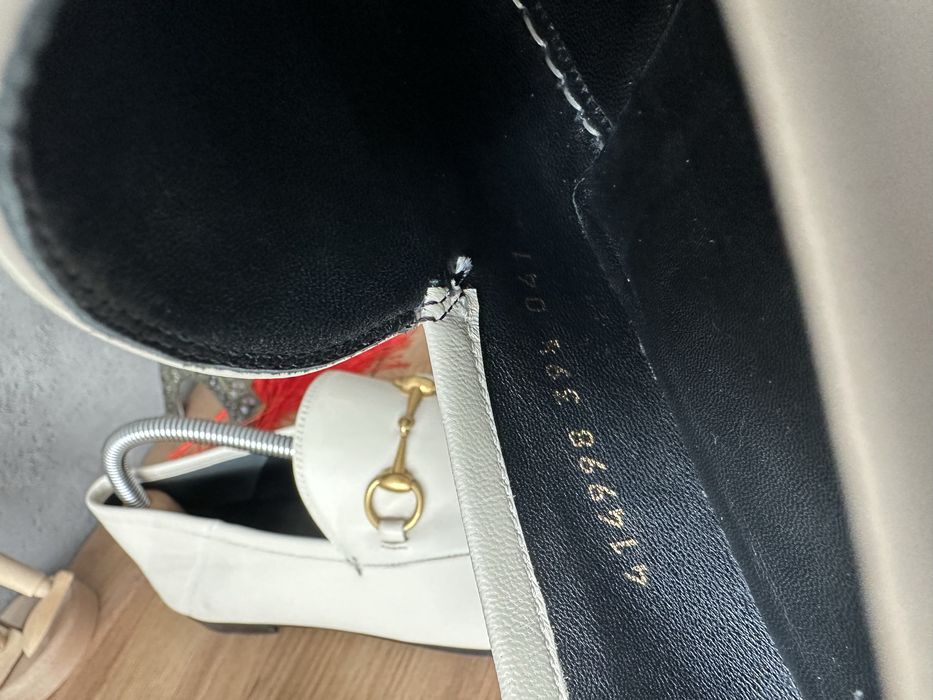 Gucci Horsebit Loafers Leather White / Black Białe Czarne 39,5
