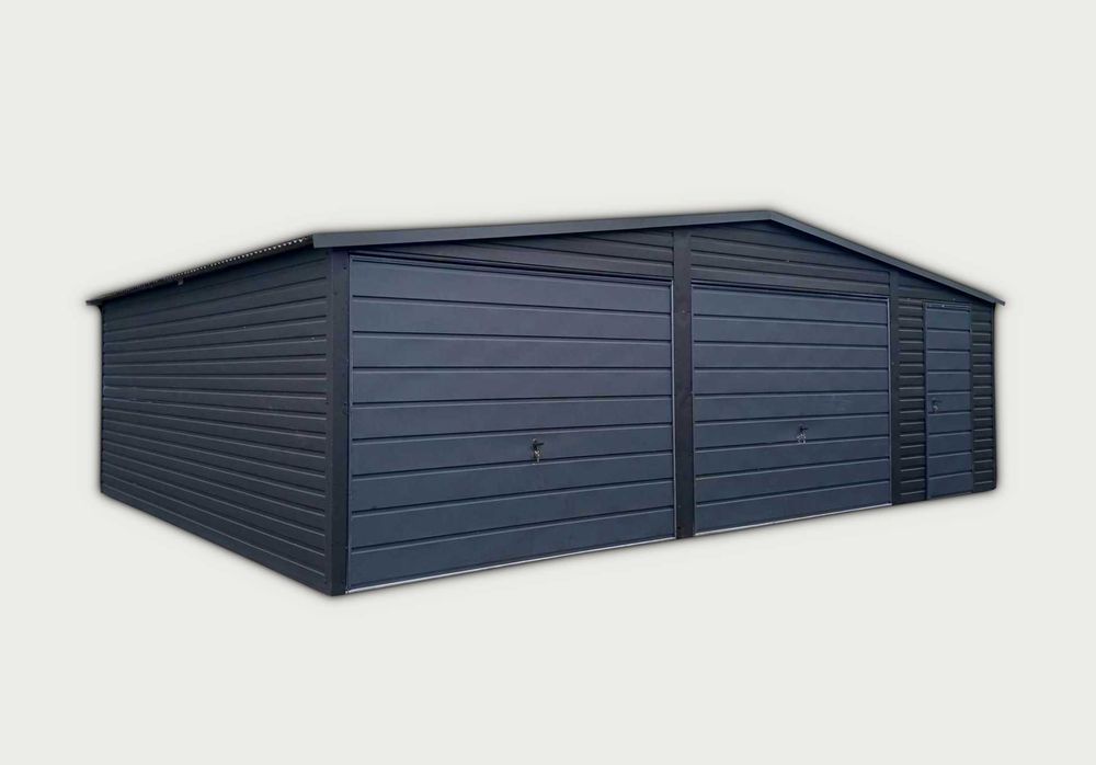 Garaż Blaszany Dwustanowiskowy 8x6 Premium, Ciemny Grafit MAT