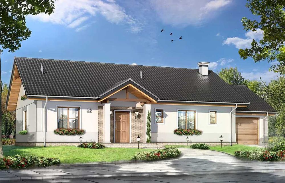 Indywidualny projekt domu jednorodzinnego z garażem - 118m2