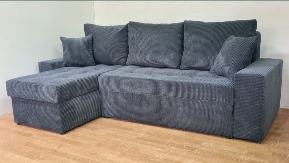 Nowy Narożnik sprężyny automat sztruks welur plusz kanapa sofa