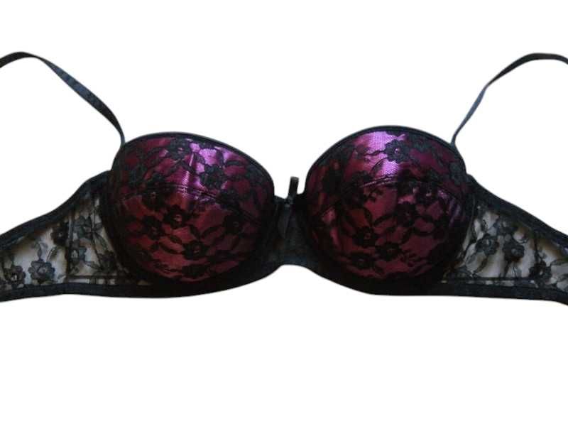 Koronkowy różowy czarny stanik biustonosz La Senza 70B bielizna damska