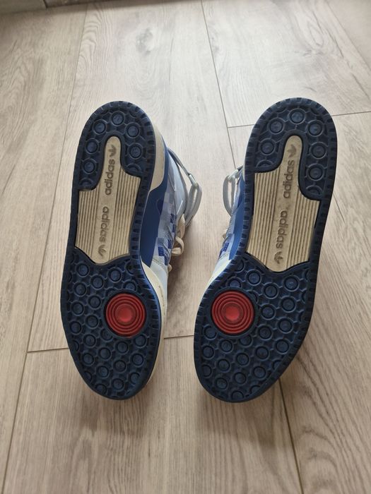 Buty Adidas Forum 45 błękitne wysokie