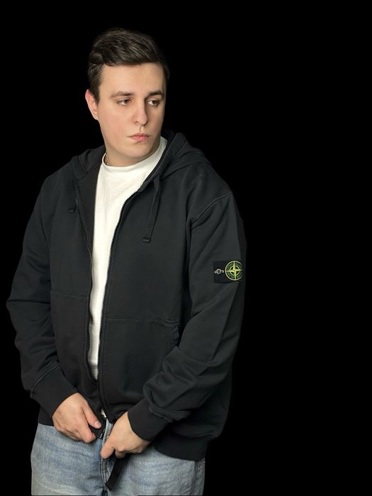 stone island felpa zip hoodie ash grey оригинал