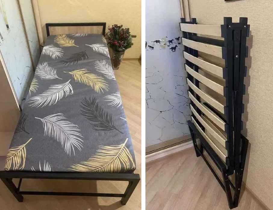 Кровать раскладушка с матрасом розкладне ліжко розкладачка розкладушка на ламелях