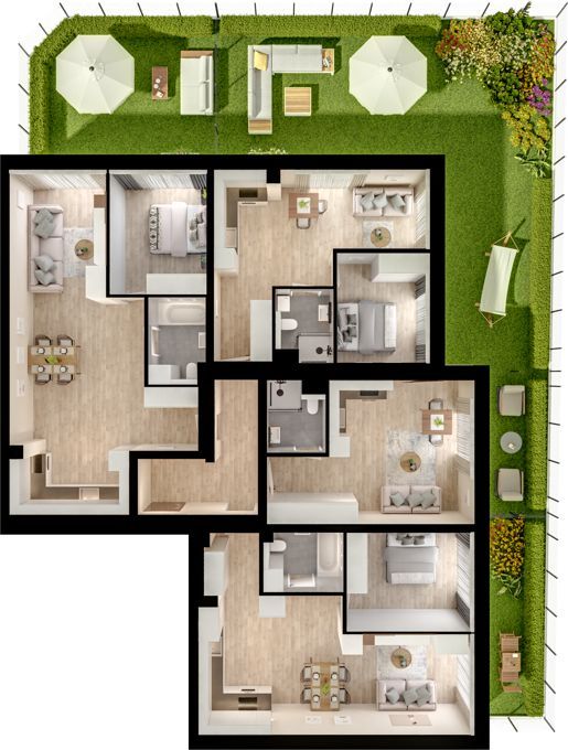 1.M.16 | 84,37 m² | 4 pokoje z ogródkiem | Krzyki- Gaj