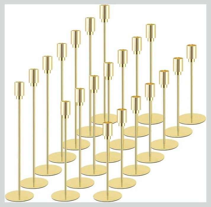 Złoty świecznik 21 sztuk trzy rozmiary