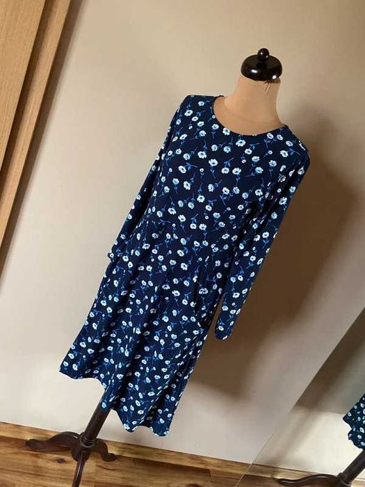 Emeliax sukienka 7/8 maxi midi floral oversize kieszenie 36 38