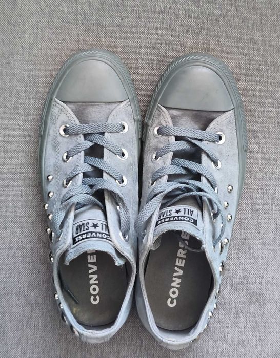 Piękne trampki Converse skórzane buty sneakersy z dżetami