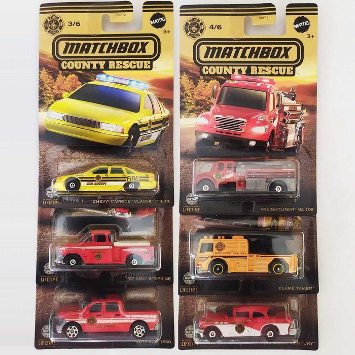 Matchbox County Rescue Chevy Caprice Classic Police – Spielzeugauto, Gelb, 3/6