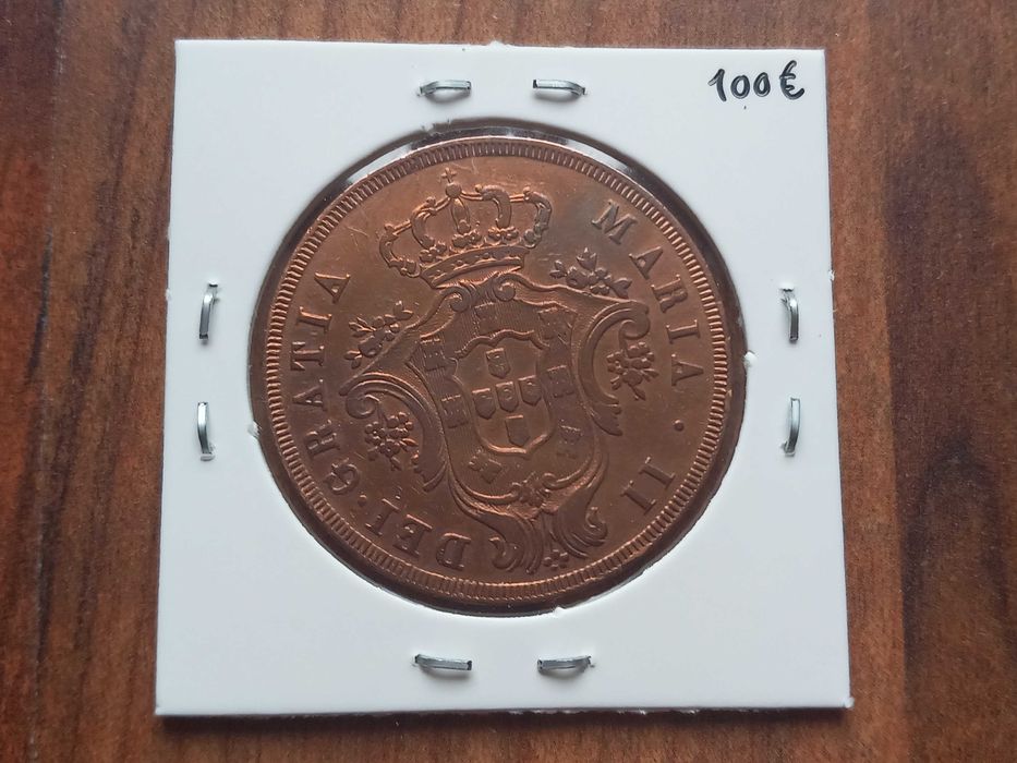 Moeda 20 Reis 1843 D. Maria II Açores