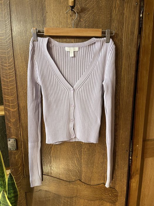 H&M | prążkowany kardigan soft lilac