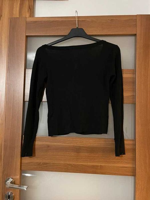 czarny sweter sweterek kardigan 36 S rozpinany kieszonki