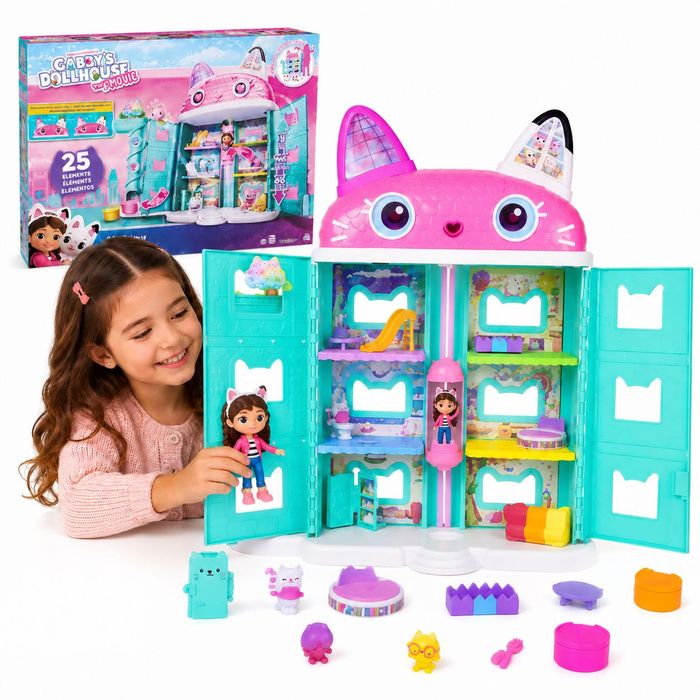 Koci Domek Gabi Wielki Domek Film 60 Cm Interaktywny z Windą Figurka Gabi Mebelki Lalka Akcesoria 25 Elementów Gabby's Dollhouse Dla Dzieci Na Prezent