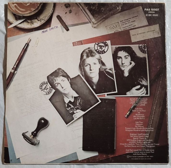 Paul Mccartney And Wings - Band On The Run. 1973. Singapore VG++