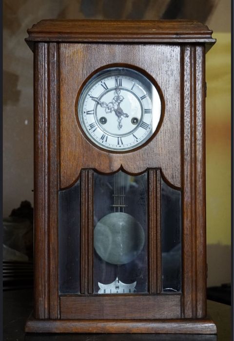 Zegar drewniany ścienny antyk zabytek wiszący nakręcany