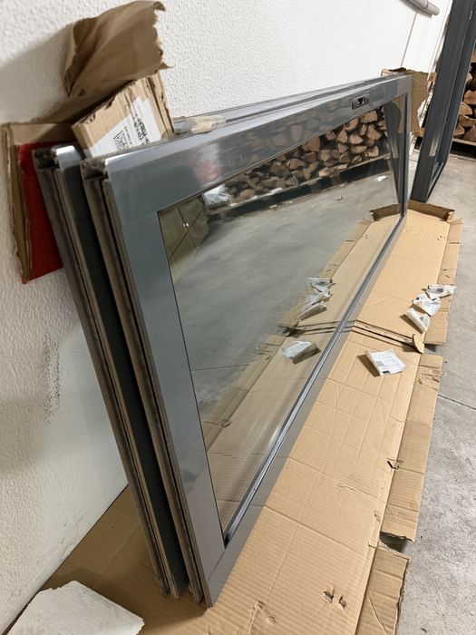 2 Janelas de vidro duplo de correr em Aluminio Cinza