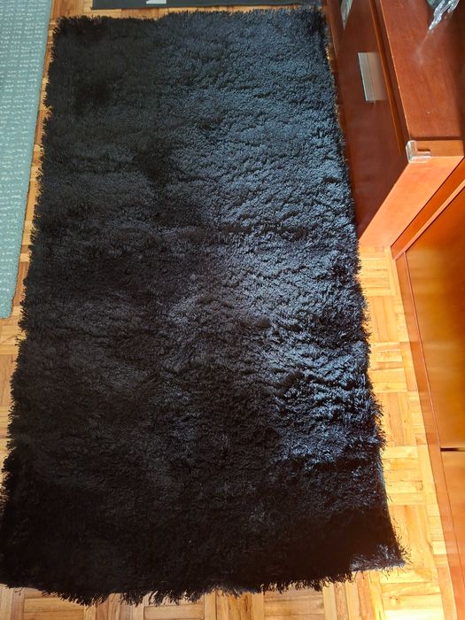 Tapete preto de pêlo macio 160x80 (cm)