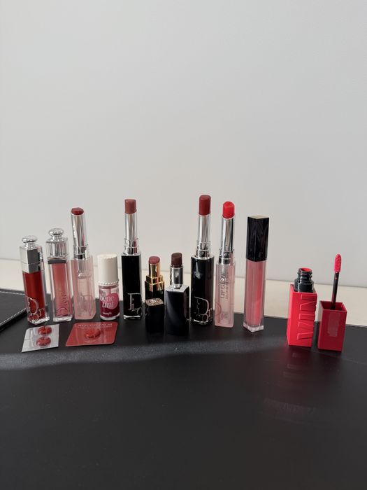 Zestaw markowych kosmetyków do ust Dior YSL MAC Rhode Chanel estee lauder benefit