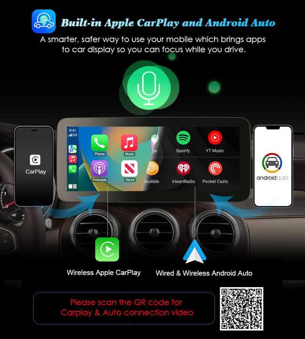 Auto-rádio 2 din Android 14 12.3" Mercedes Classe C V  GLC  W205