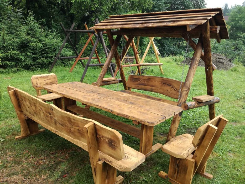 Meble ogrodowe drewniane góralskie biesiadne LITE DREWNO +