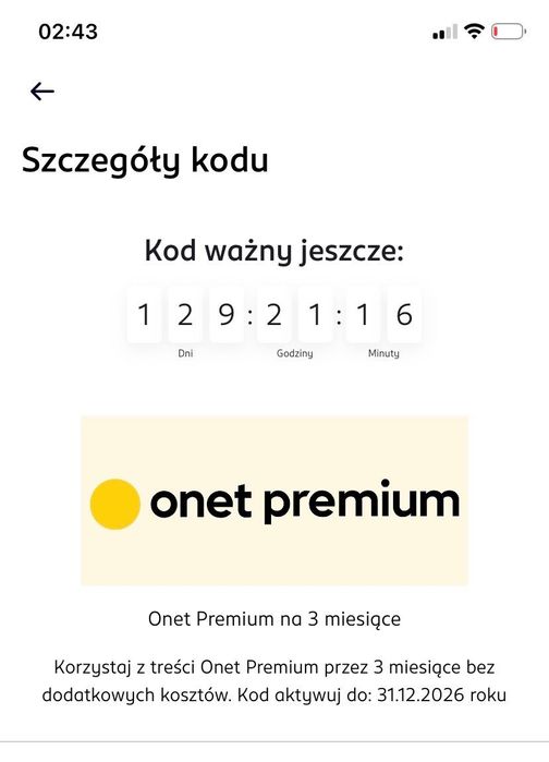 Kod dostępu do onet premium na 3 miesiące