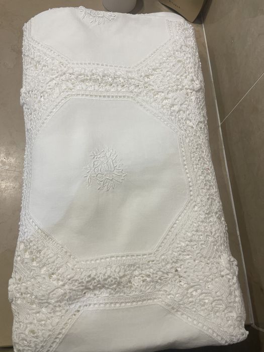 Toalhas de crochet e linho